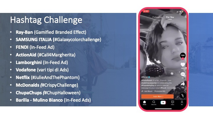 Hashtag challenge in Italia 2020