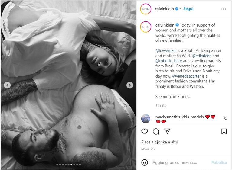 inclusività calvin klein-trans-pregnant ninja marketing