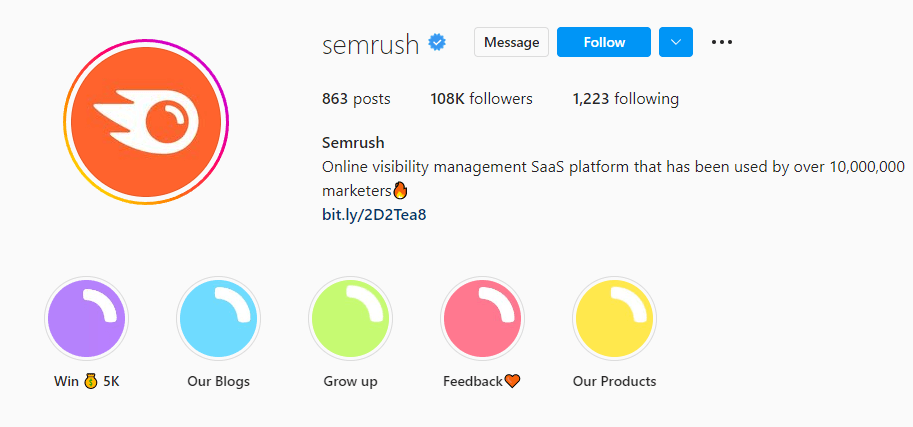 semrush - account da seguire su instagram